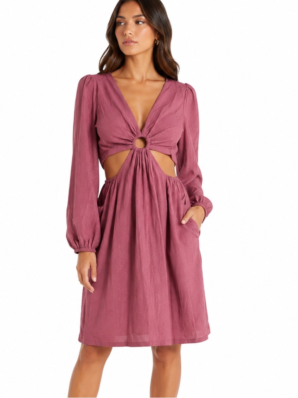 🆕🍓Dusty Rose Cut Out Long Sleeve Dress